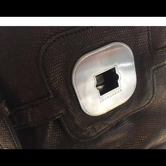 LONGCHAMP PYTHON LMTD LEATHER METALLIC BROWN COPPER GORG TOTE CROSSBODY Bag LUX - Picture 4 of 6